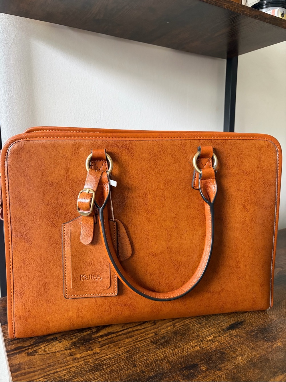 Genuine Leather Tote Bag with Top Handles